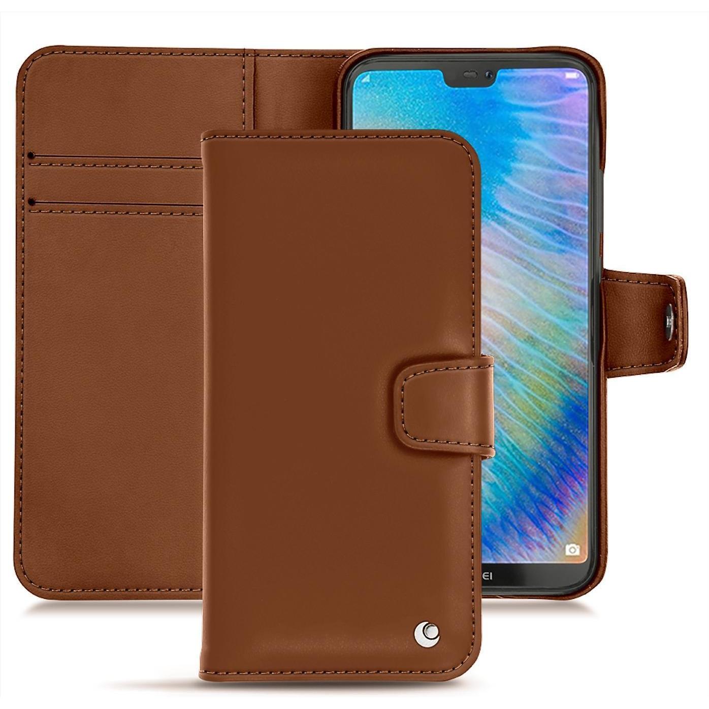 Noreve Lederschutzhülle Wallet (Huawei P20 Lite), Smartphone Hülle, Braun