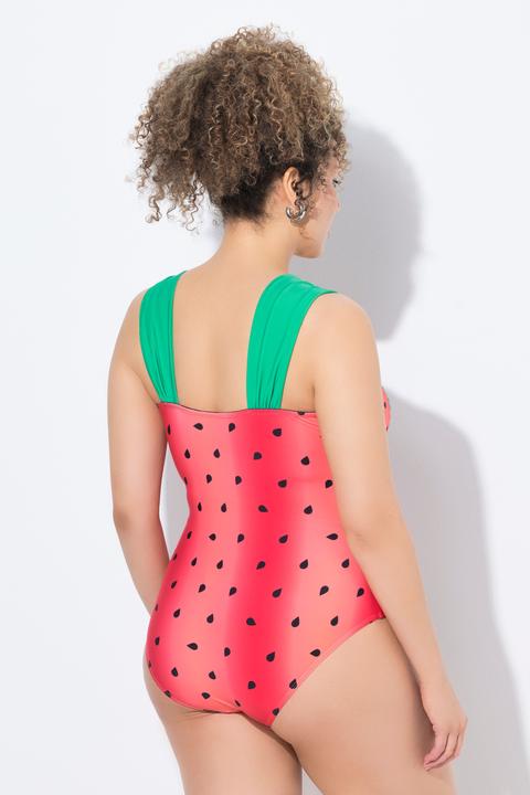 Image du produit Ulla Popken Maillot de bain à bonnets souples, motif pastèque, bretelles larges (56)