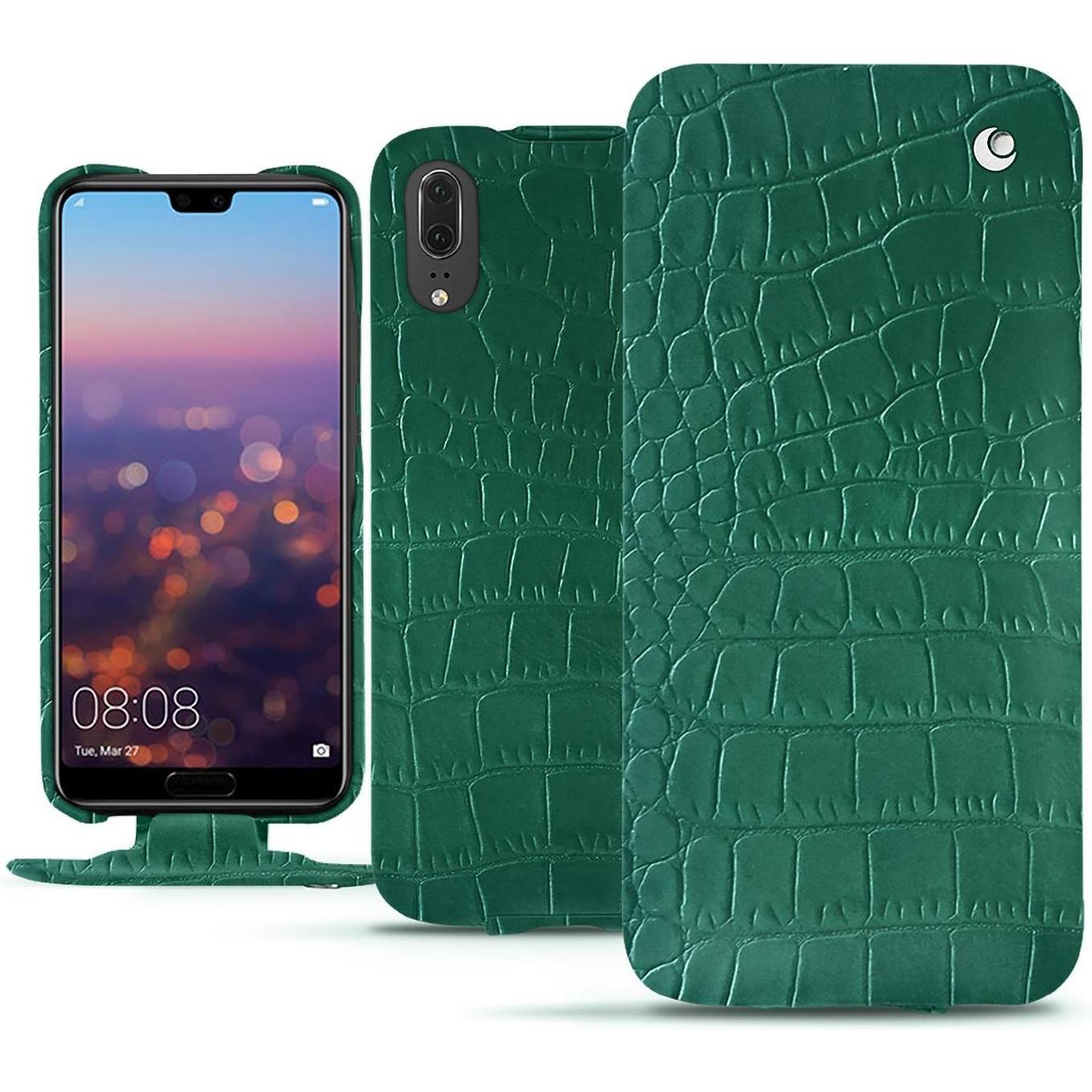 Noreve Lederschutzhülle vertikal (Huawei P20), Smartphone Hülle, Grün