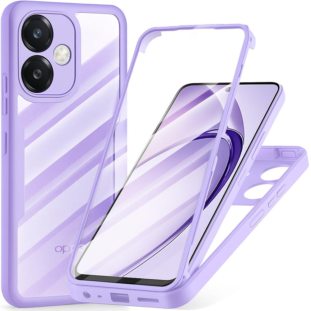 Techsuit - ColorVerse 360 Series + Screen Protector - Oppo A40 4G / A60 5G - Purple (Oppo A40, Oppo A60), Cover smartphone, Viola