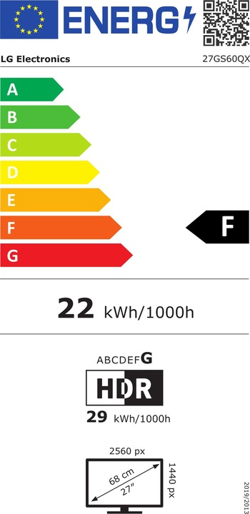 Energie-Label LG UltraGear 27GS60QX-B (2560 x 1440 Pixel, 27")