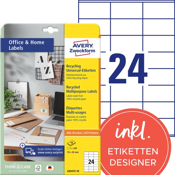 Actual product image Avery Recycling labels, home office, small pack