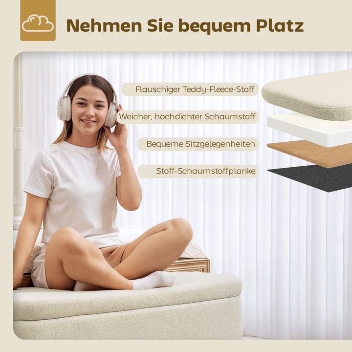 Image du produit Homcom Sitzbank Polyester, Kautschukholz Beige (42 cm)