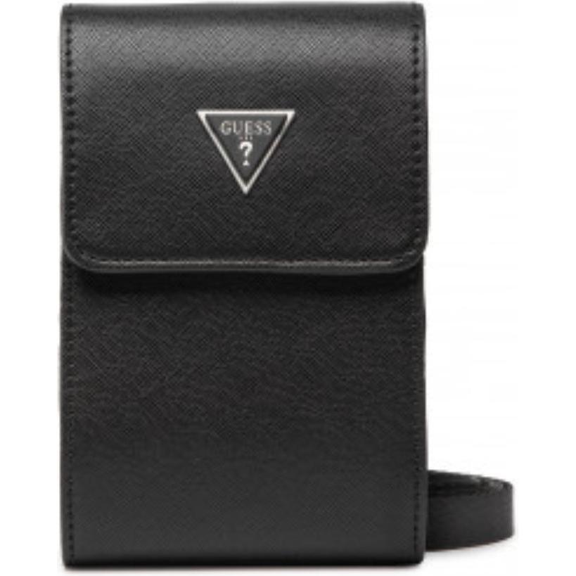 Guess, Donne, Borsetta, Synthetic Leather, Badge Holder, Textile Crossbody Bag, Black, Nero