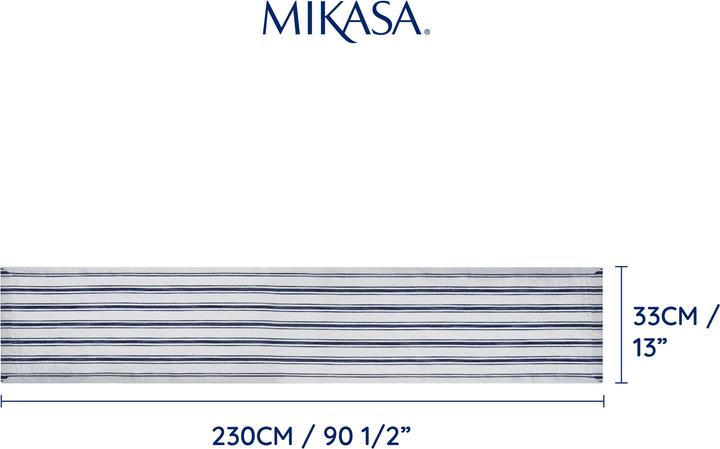 Image du produit Mikasa Navy Stripe Cotton and Linen Table Runner, 230 x 34cm