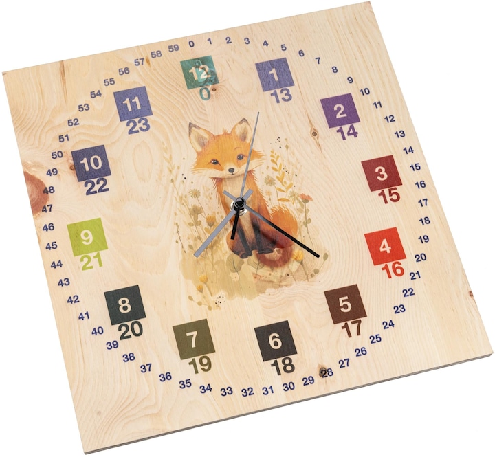 La Mia! Kinder Holz Wanduhr aus duftender Zirbe mit geräuschlosem Funk-Uhrenwerk