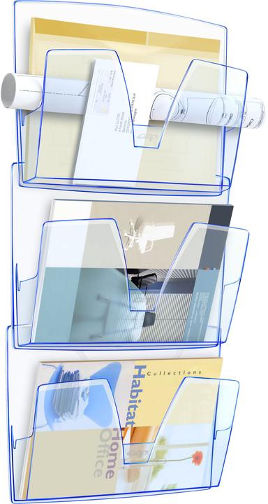 Produktbild Cep Wandprospekthalter ICE 3er Set, DIN A4, 1 Fach, eisblau (24 x 32 cm)