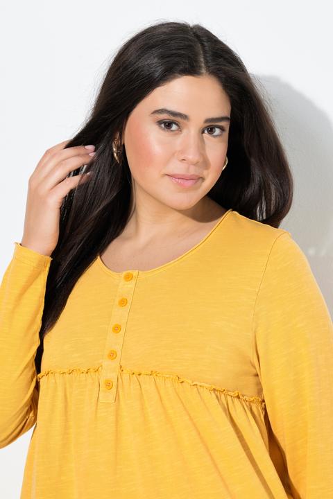 Produktbild Ulla Popken Shirt, Volants, A-Linie, Rundhals, Langarm (68)