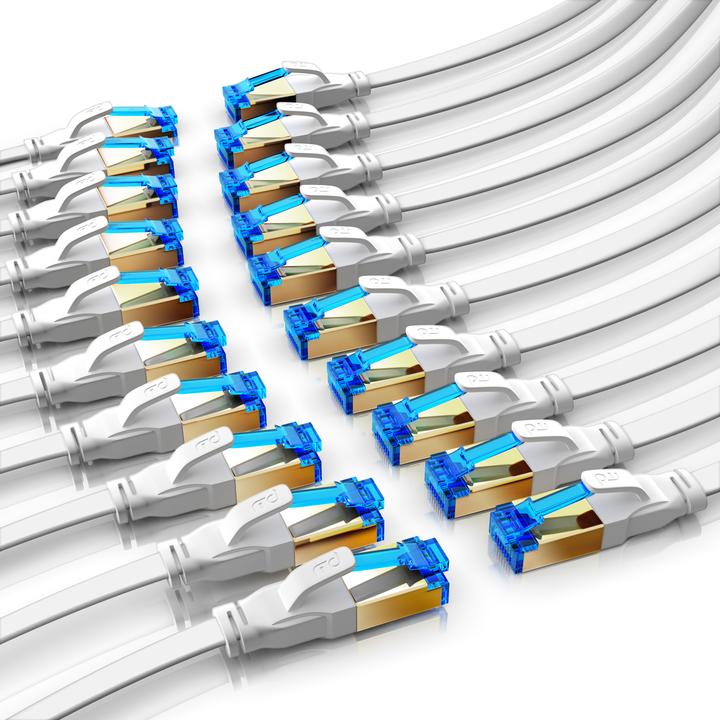 Produktbild Primewire 20x LAN-Kabel, CAT.8, RJ-45 (Ethernet), Patchkabel flach CAT 8, Gigabit Flachband 40Gbit/s - 0,25m (PiMF, CAT8.1, 0.25 m)
