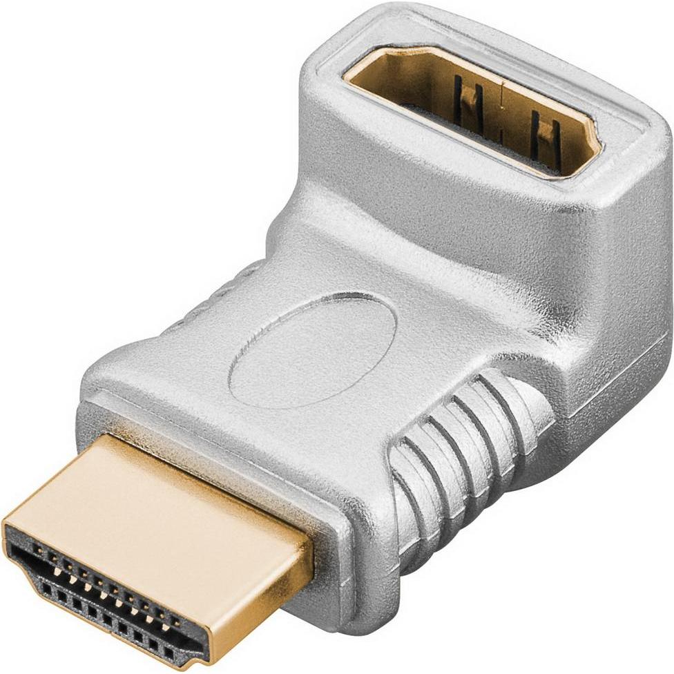 Goobay HDMI-Winkeladapter -90° vertikal HDMI-Stecker auf HDMI-Buchse (HDMI), Adattatore dati + video, Bianco
