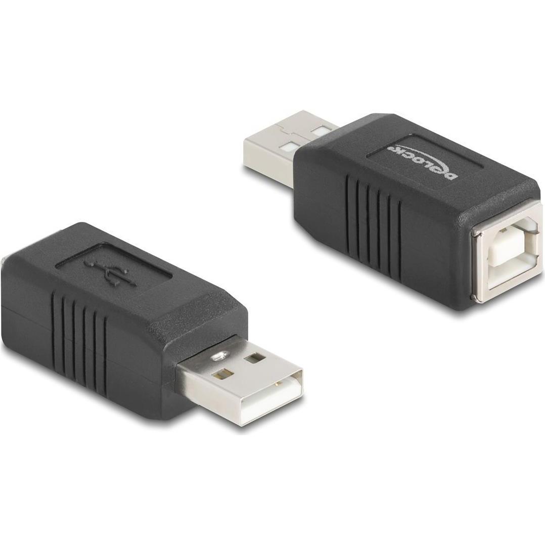 Delock USB 2.0 Adapter USB Typ-A Stecker zu USB Typ-B Buchse (USB 2.0), USB Kabel