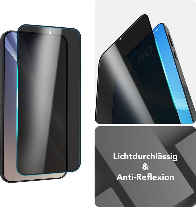Produktbild Nalia AntiSpyX - Privacy Schutzglas mit Schablone - Full Screen Anti-Spy Protector (1 Stk., Samsung Galaxy S25)