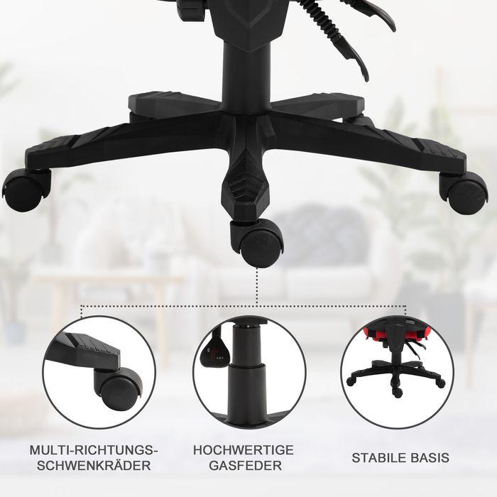 Actual product image Swisshandel24 Gaming chair Ergonomic office chair with footrest Polyester Black+Red