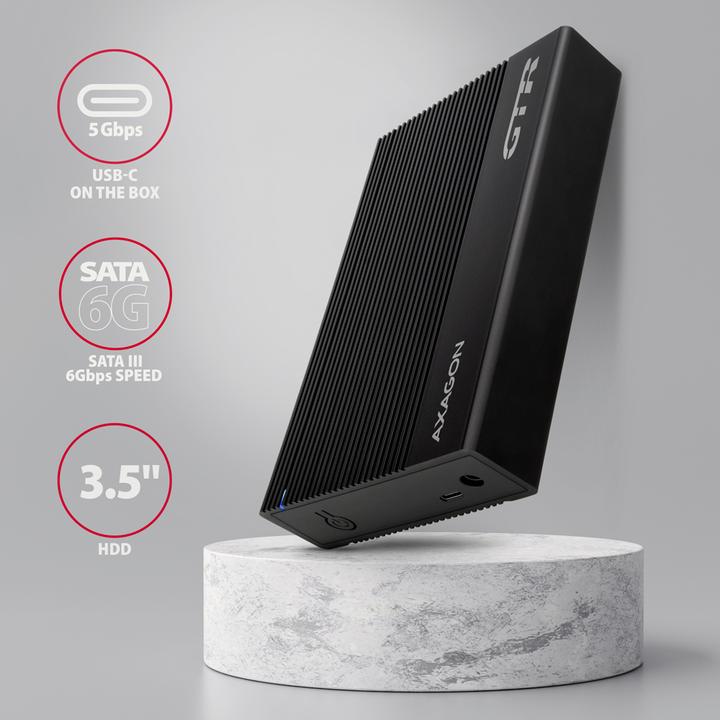 Productafbeelding Axagon EE35-GTR, USB-C - SATA 3,5" RIBBED box, ÄernÃ½ (3.5")