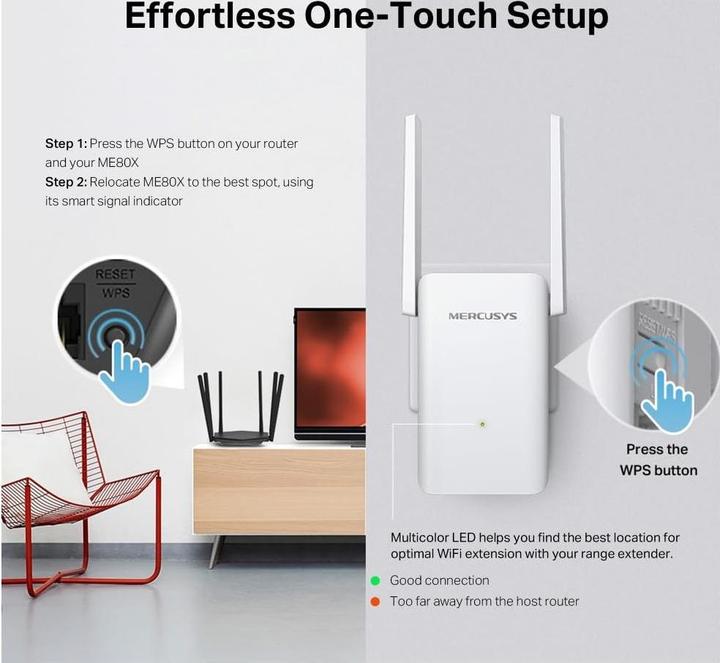 Actual product image Mercusys ME80X (2402 Mbit/s, 574 Mbit/s)