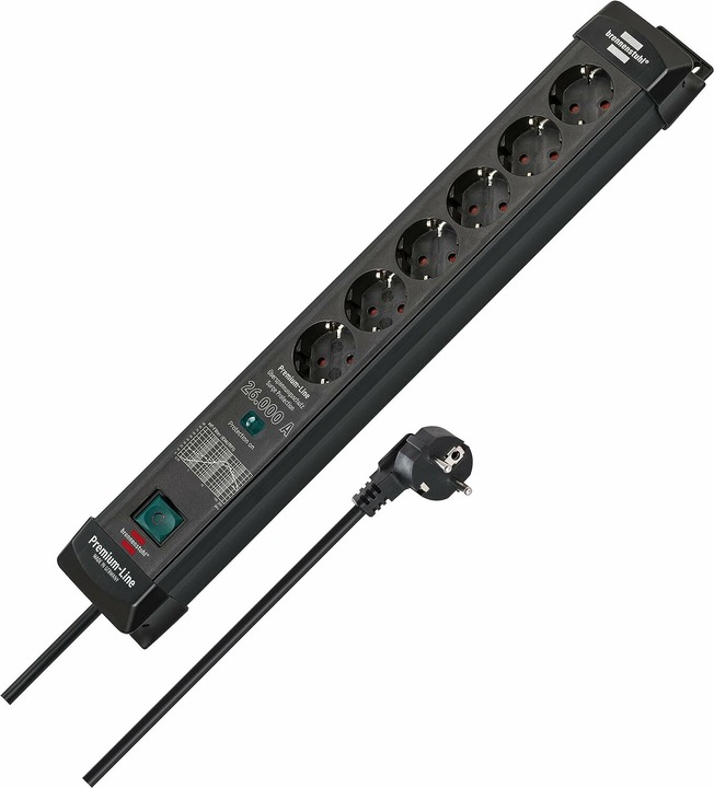 Productafbeelding Brennenstuhl Premium-Line contactdoosstrip 6-voudig met overspanningsbeveiliging tot 26.000 A met schakelaar (6 x, CEE 7/3, 1.80 m)