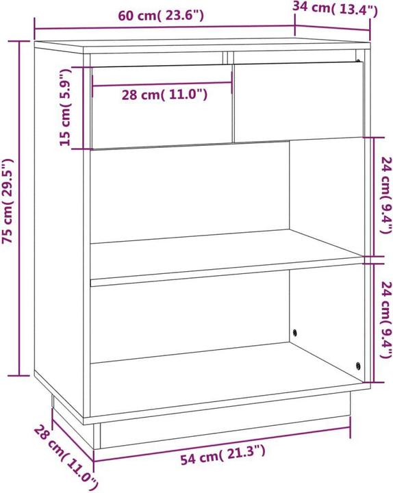 Image du produit vidaXL Beistellschrank (60 x 34 x 75 cm)