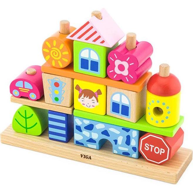 Viga Toys Stapelblöcke Stadt
