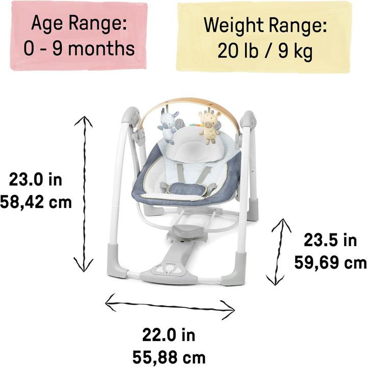 Actual product image Ingenuity Swing 'n Go Babyschaukel & Babywippe mit Spielbogen