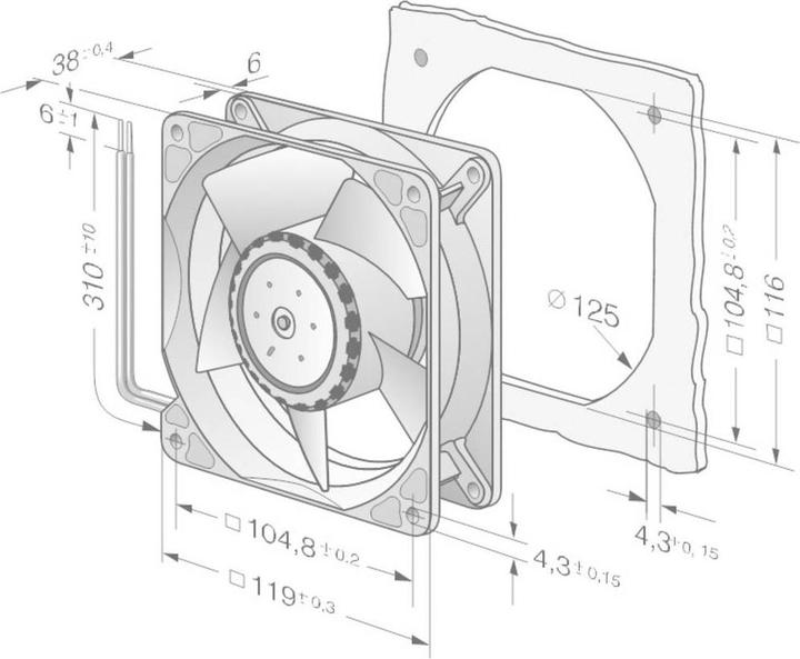 Produktbild Papst DC Axiallüfter 119mm 24V 570m³/H (119 mm, 1 x)