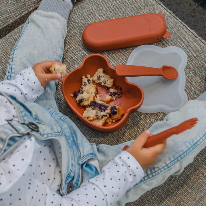Actual product image We Might Be Tiny Feedie fork and spoon set - Rust