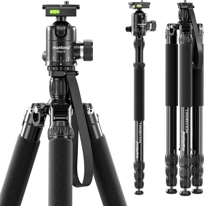 Produktbild mantona Wolverine L 284 + Onyx 8 Kugelkopf Set Stativkopf Fotostativ Aluminium (Kunststoff, Metall)