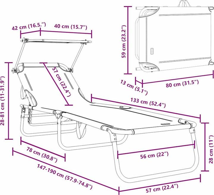 Actual product image vidaXL Klappliege (190 cm)