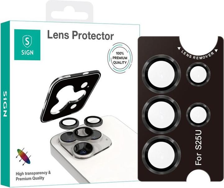 Produktbild SIGN Lens protector in tempered glass for Samsung Galaxy S25 Ultra - Black/transparent (Samsung Galaxy S25 Ultra)