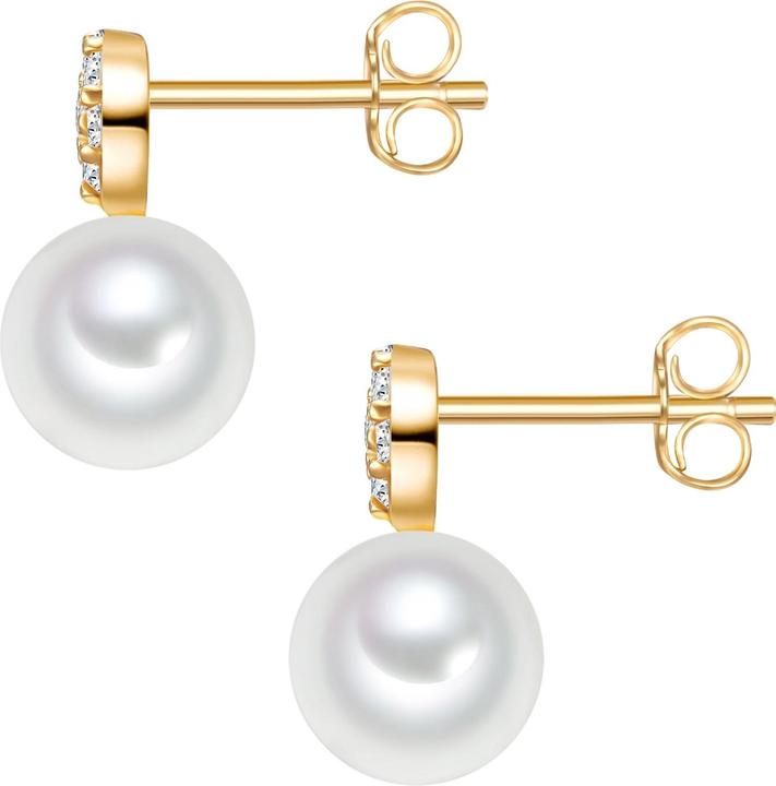 Immagine prodotto Valero Pearls Donna Argento 925 Cubic Zirconia Perla d'acqua dolce coltivata Oro giallo - 32336 (Argento)