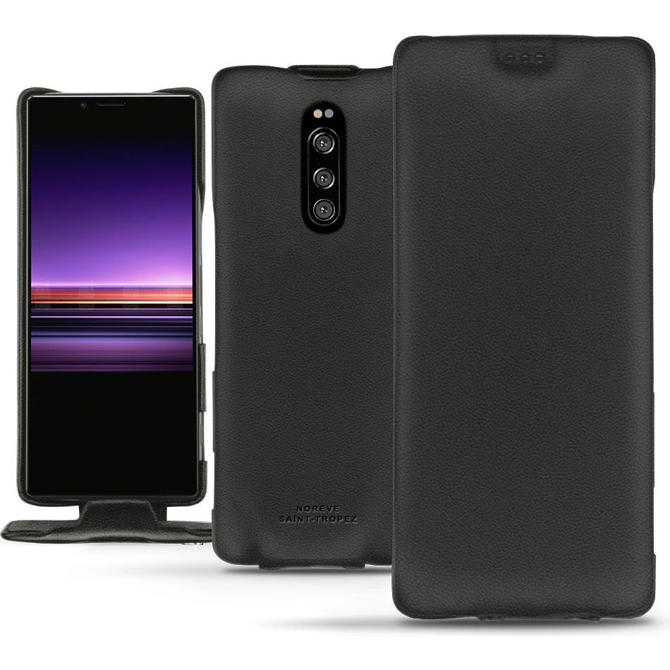 Noreve Lederschutzhülle vertikal (Sony Xperia 1), Smartphone Hülle, Schwarz