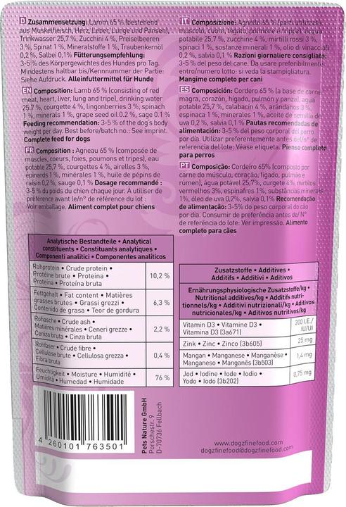 Image du produit Dogz finefood No.10 Agneau (Adulte, 1 pcs, 100 g)