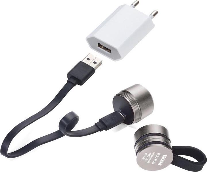 Actual product image Troika ECO RUN torch with LED light, 3 light functions, incl. charging cable, mat grey/black (3.60 cm)