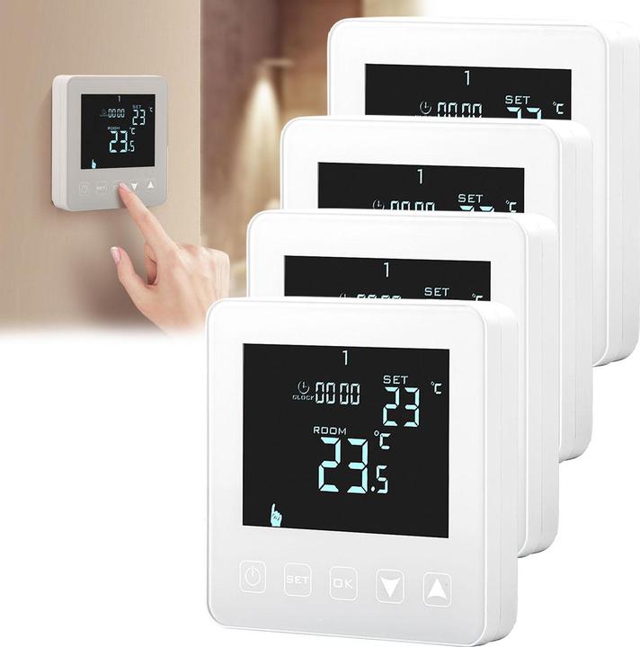 Casativo Termostato da parete per riscaldamento a pavimento, pulsanti a sfioramento, display LCD