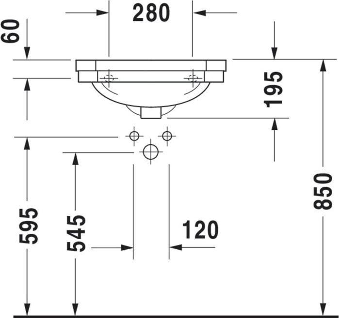 Actual product image Duravit Hand-rinse basin 1930 m ÜL HLB 500x365mm 1 tap hole white WG (365 mm, 500 mm)