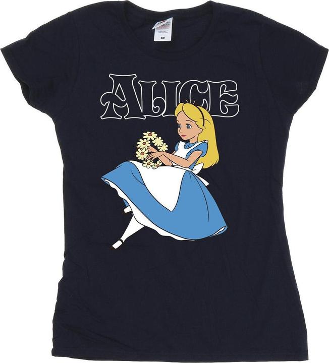 Actual product image Disney Womens/Ladies Alice In Wonderland Flowers Cotton T-Shirt (XL)
