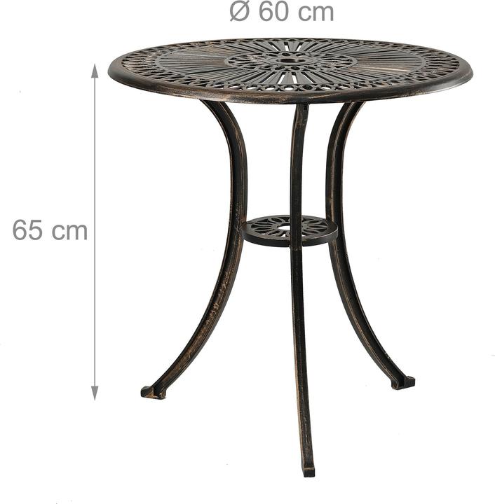 Produktbild Relaxdays Runder Gartentisch mit Schirmloch (60 x 65 cm)