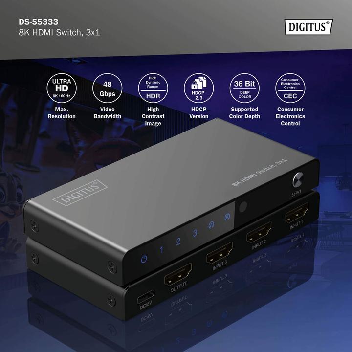 Produktbild Digitus 8K HDMI Switch, 3x1