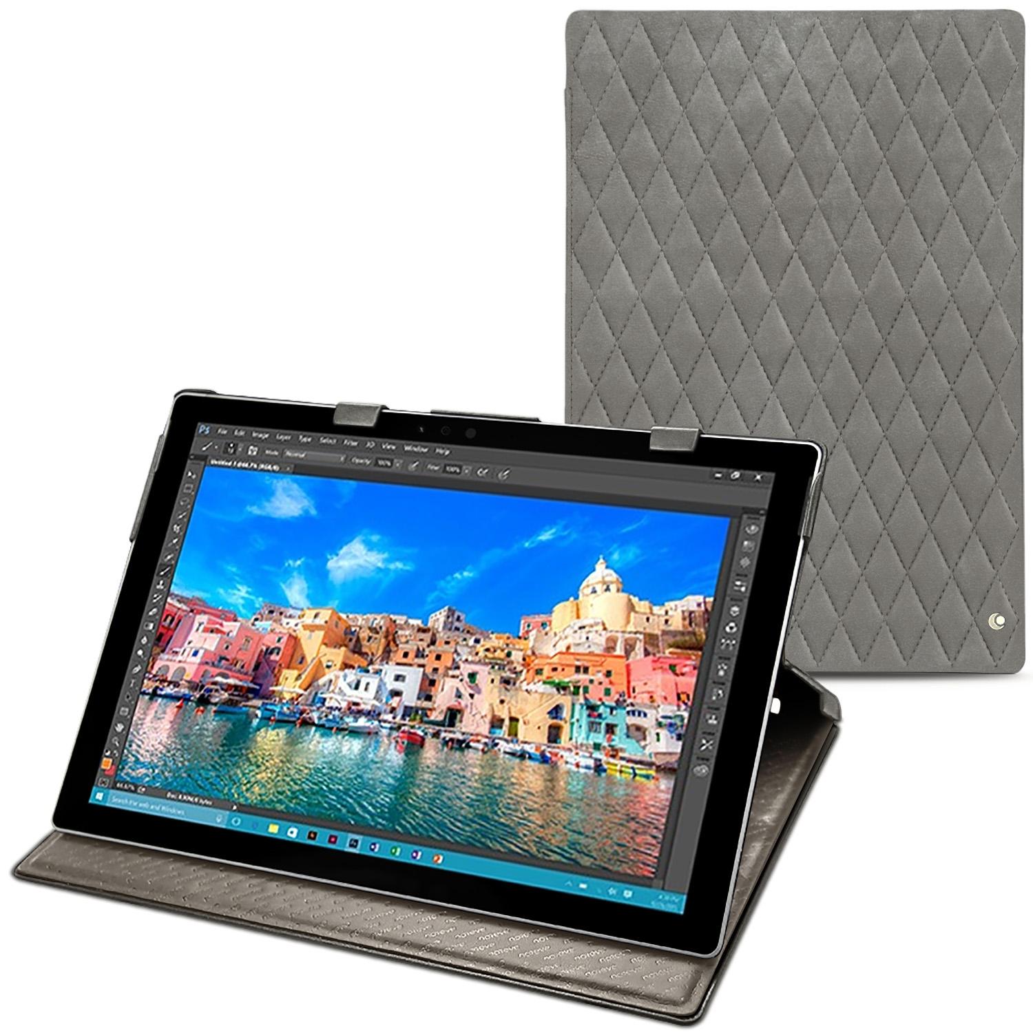 Noreve Lederschutzhülle vertikal (Microsoft Surface Pro 4), Tablet Hülle, Grau