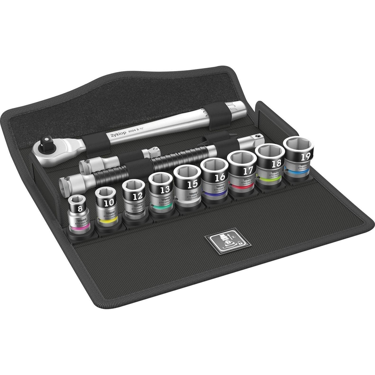 Wera, Steckschlüssel + Stecknuss, 8100 SB HF 1 Zyklop Metal-Knarrensatz (19 mm)