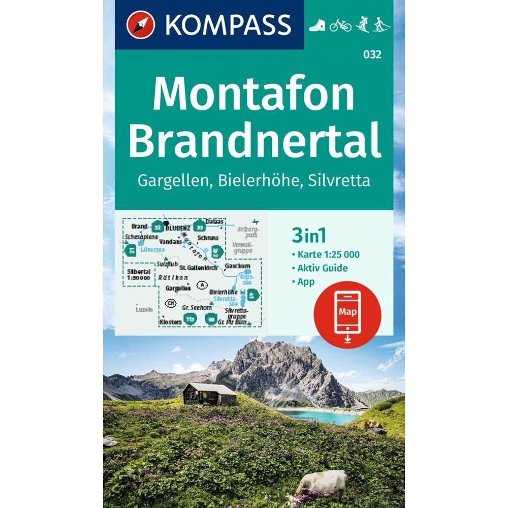 KOMPASS Wanderkarte 032 Montafon, Brand, Landkarte