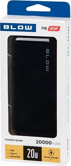 Produktbild NoName Power Bank 20000mAh QC+PD 20W + lightning PB20E (20000 mAh, 20 W)