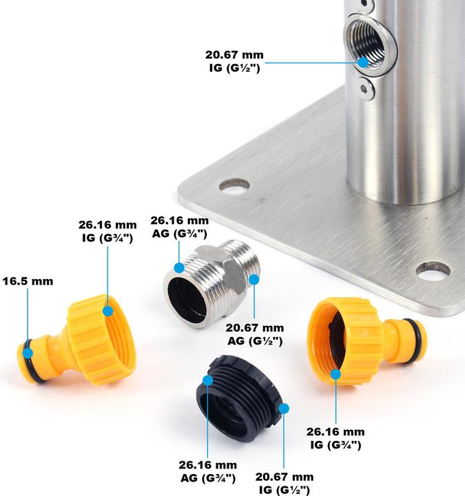Produktbild Wiltec Wasserzapfstelle 95,5 cm Wassersäule Edelstahl rund Garten Zapfsäule