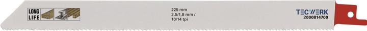 Tecwerk Säbelsägeblatt Länge 225 mm Breite 19 mm Zahnteilung TPI 10/14 2,5/1,8 mm gefräst, geschränkt