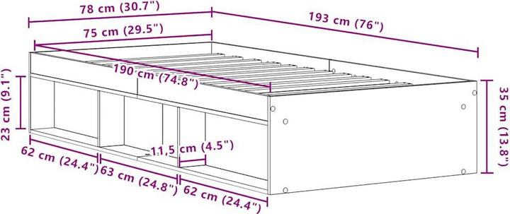 Image du produit vidaXL Bettgestell (75 x 190 cm)