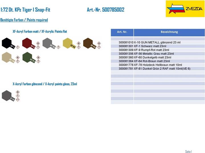 Produktbild Tamiya 1:72 WWII Dt. KPz Tiger I Snap-Fit