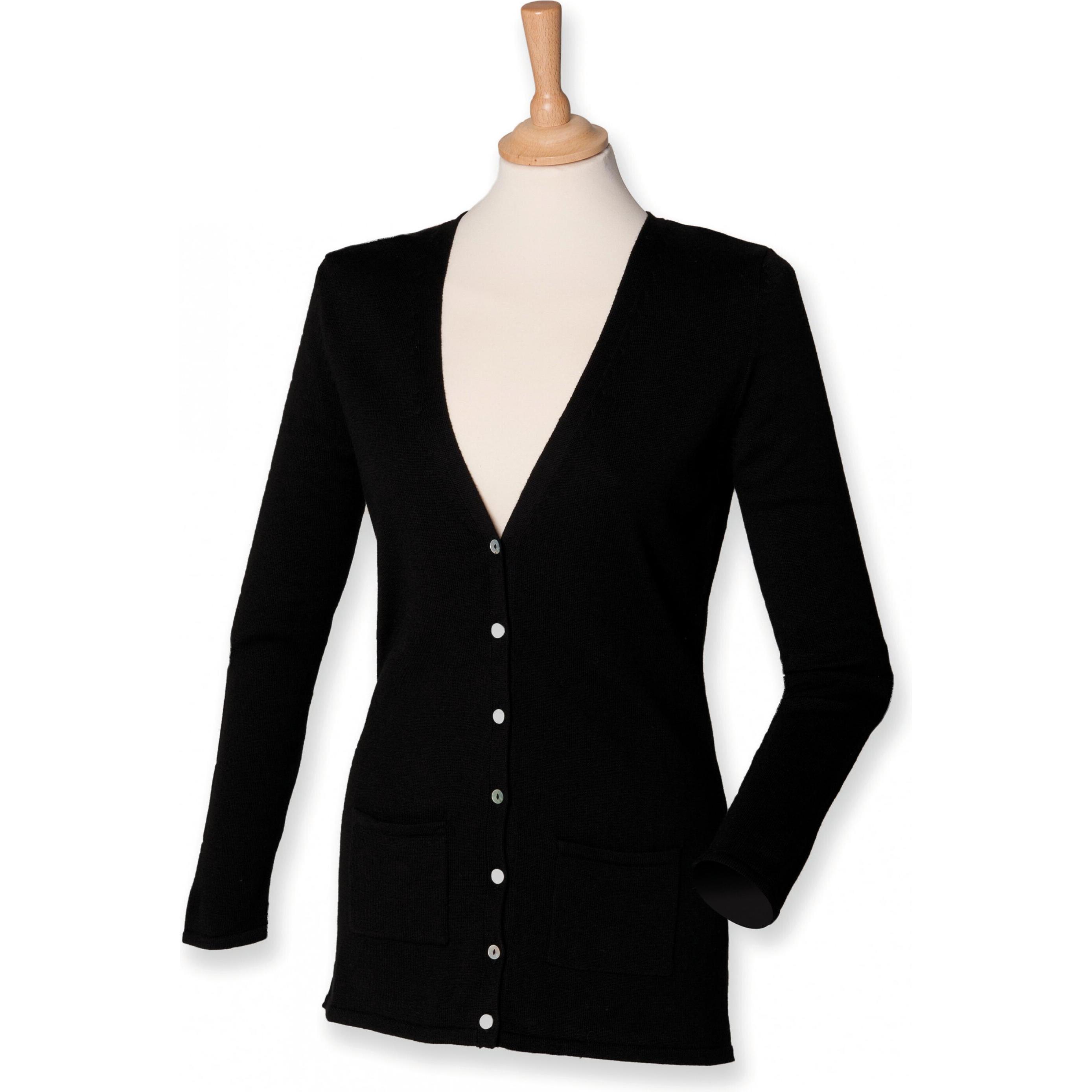 Henbury, Damen, Pullover, Strickjacke, Frau, Schwarz, (XL)