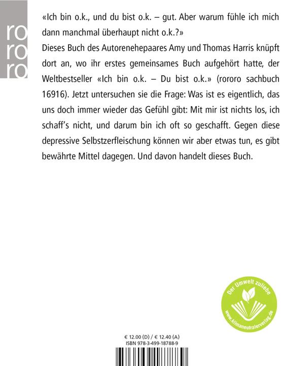 Produktbild Einmal o.k. - immer o.k (Deutsch, Amy Bjork Harris, Thomas A. Harris, 1990)