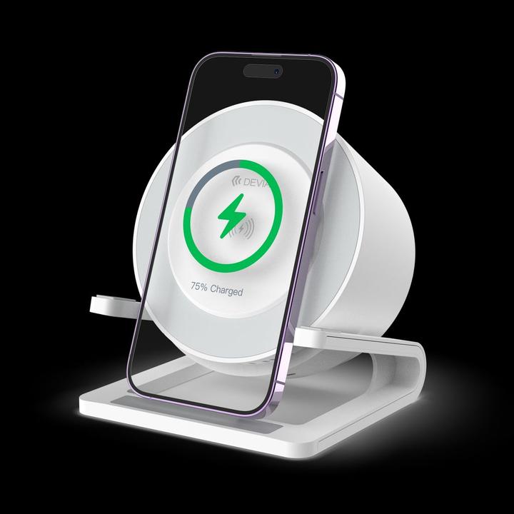 Image du produit Devia Enceinte Bluetooth IM-3 avec chargeur sans fil 15W et blanc clair