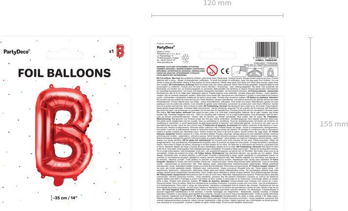 Actual product image Partydeco Foil Balloon Letter "B", 35cm, red (1 pkt / 1 pc.) (1x)