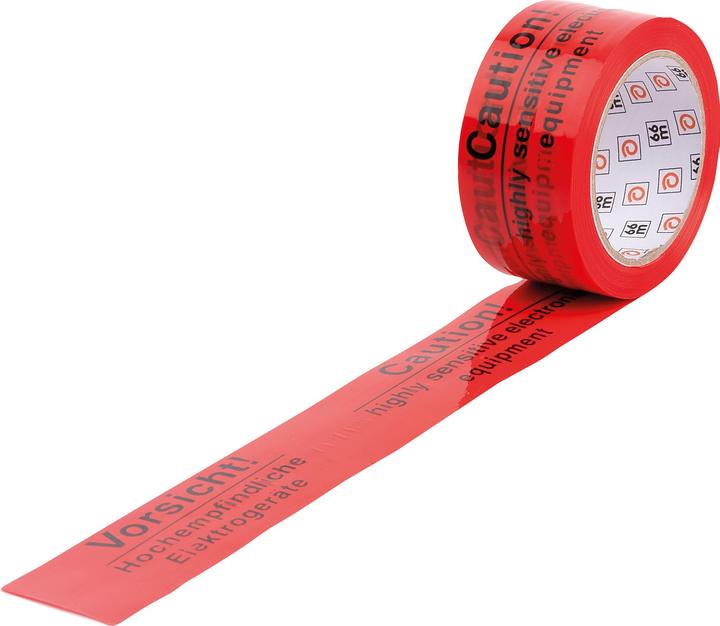 Produktbild Heckmann Signalklebeband 60 mm x 50 m (B x L) Polypropylen rot Vorsicht hochempfindliche Elektrogeräte (60 mm)